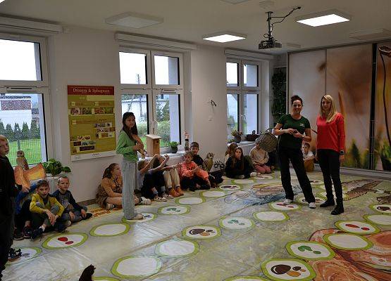 Gra edukacyjna w sali ćwiczeniowej Zielonej Szkoły w Staniszewie fot. Monika Rekowska grafika